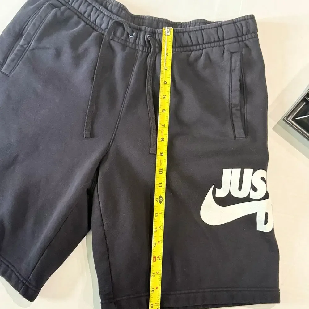 Nike Just Do It Black Fleece Shorts Men’s Size L Elastic Waist With Pockets